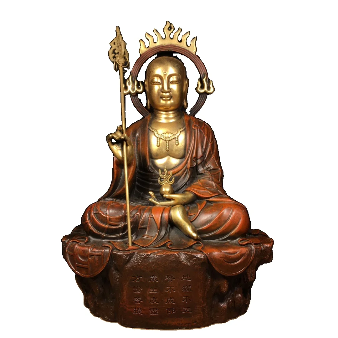 

LAOJUNLU Pure Bronze Gilt Real Gold Jizo Bodhisattva 31Cm Tall Chinese Traditional Style Antiques Fine Art Gifts Crafts