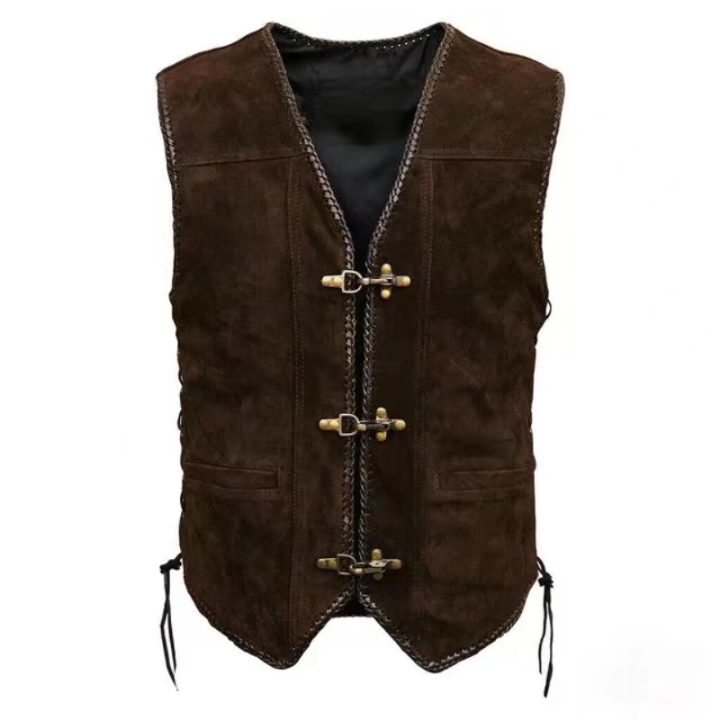 

Vest Men's Hop Oversize Men Vest Black Leather Jacket Medieval Rider Retro Hip Jacket Mens Brown Steampunk Motorcycle