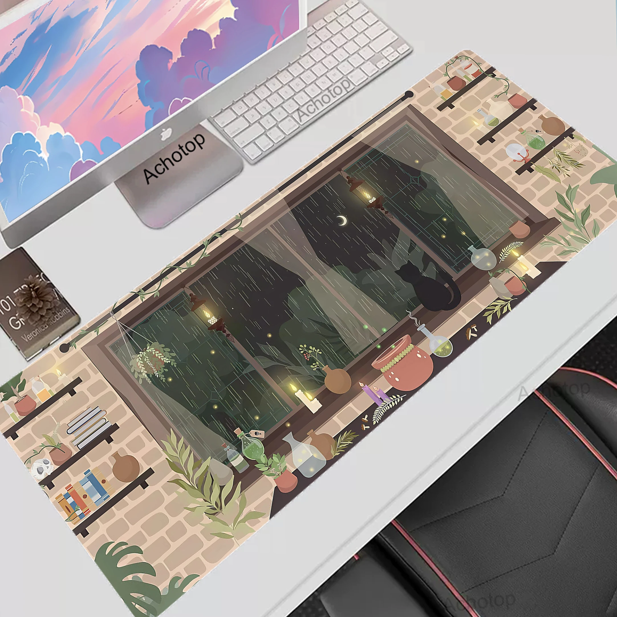 

Cute Kawaii Mousepad Cat Gaming Mouse Pad Gamer Rubber Mat Notebook Deskmat Computer Keyboard Carpet Locking Edge Pads 800x300mm