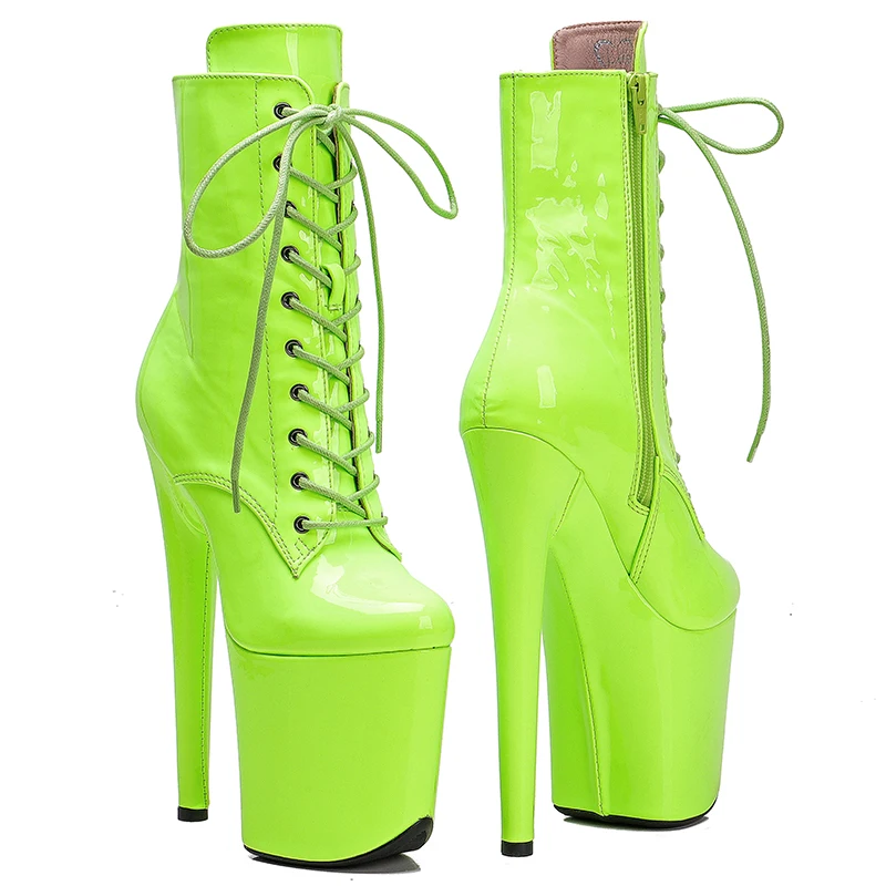 Leecabe 20CM/8inch Green PU upper high heel platform Pole Dance boot