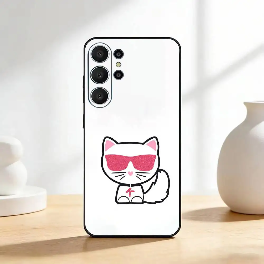 Фото Чехол для телефона K-Karls Lagerfelds Cat Gift, черный, силиконовый, мягкий, для Samsung S25, S24, S21, S22, S23, S30, Ultra, S20, Plus, Fe, Lite №3