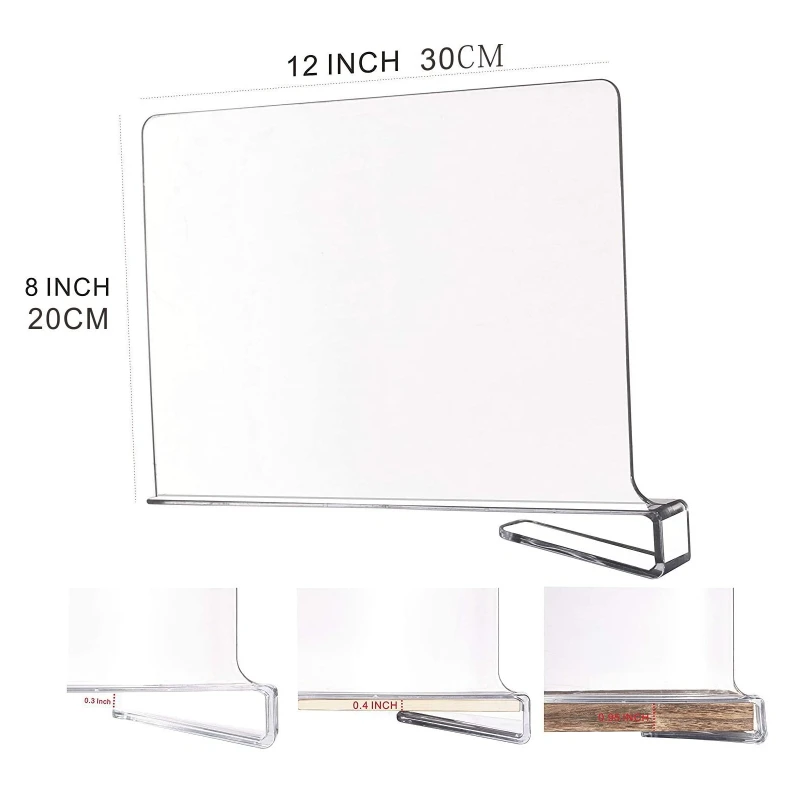 

Acrylic Shelf Dividers 4pcs/set Closet Shelf Separator and Organizer Holder for Home Bedroom Dormitory Closet Cabinet