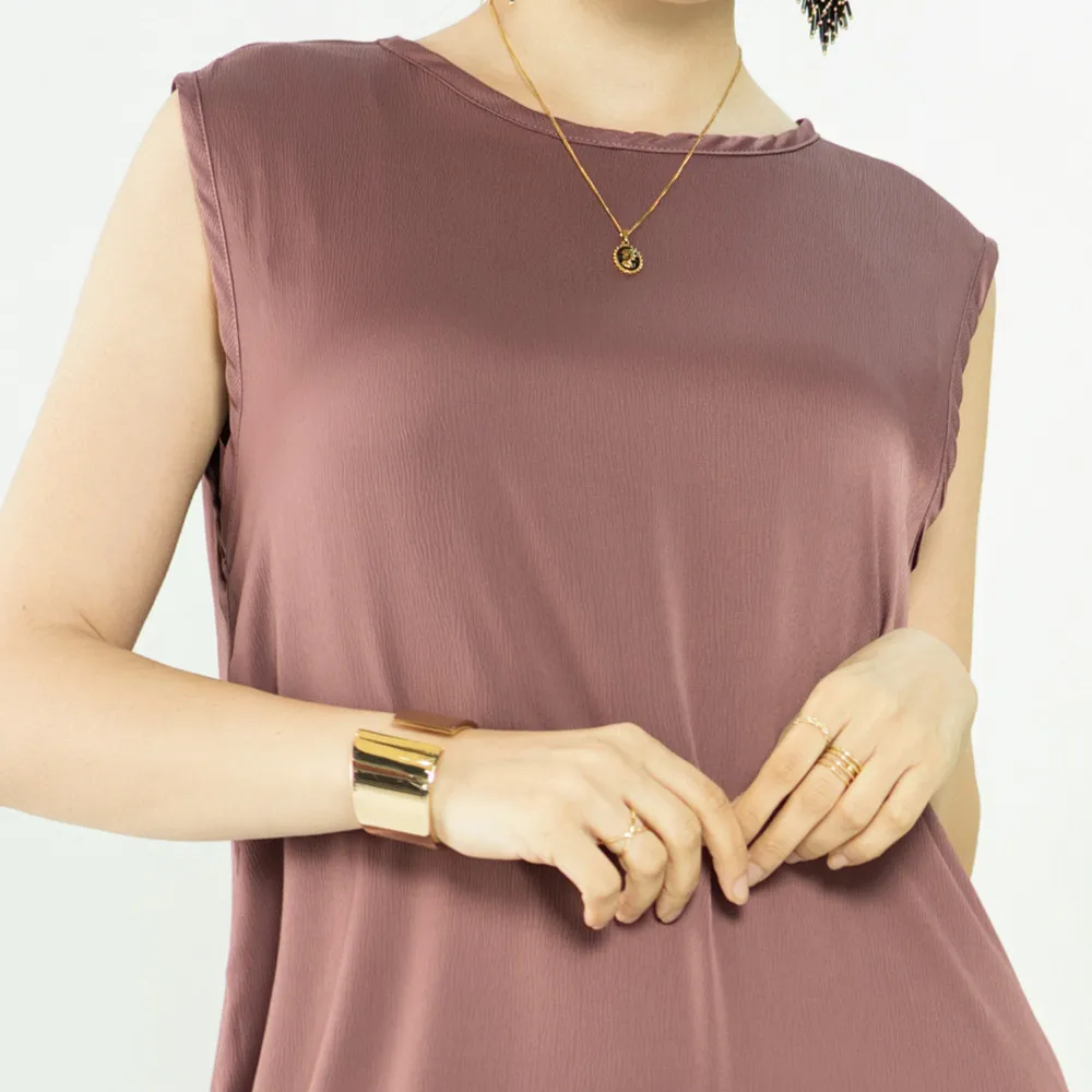 Sleeveless Inner Dress Muslim Under Abaya Solid High Quality Satin Crepe Basic Islamic Clothing Women Modest Ironless Slip Dress