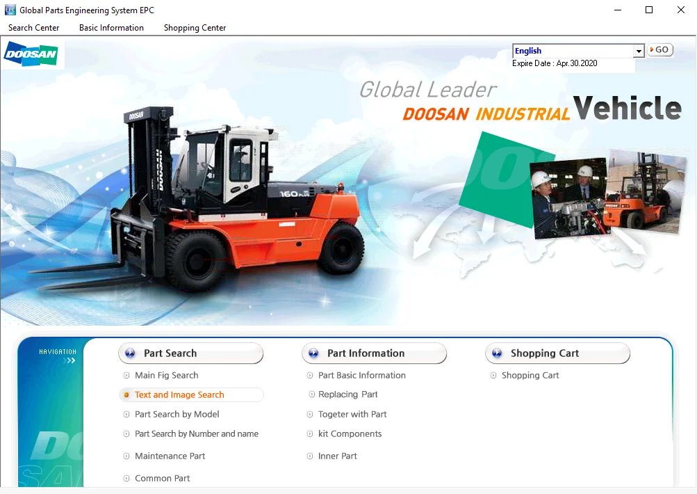 

Вилочный погрузчик Doosan GPES 04,2019, Каталог электронных деталей