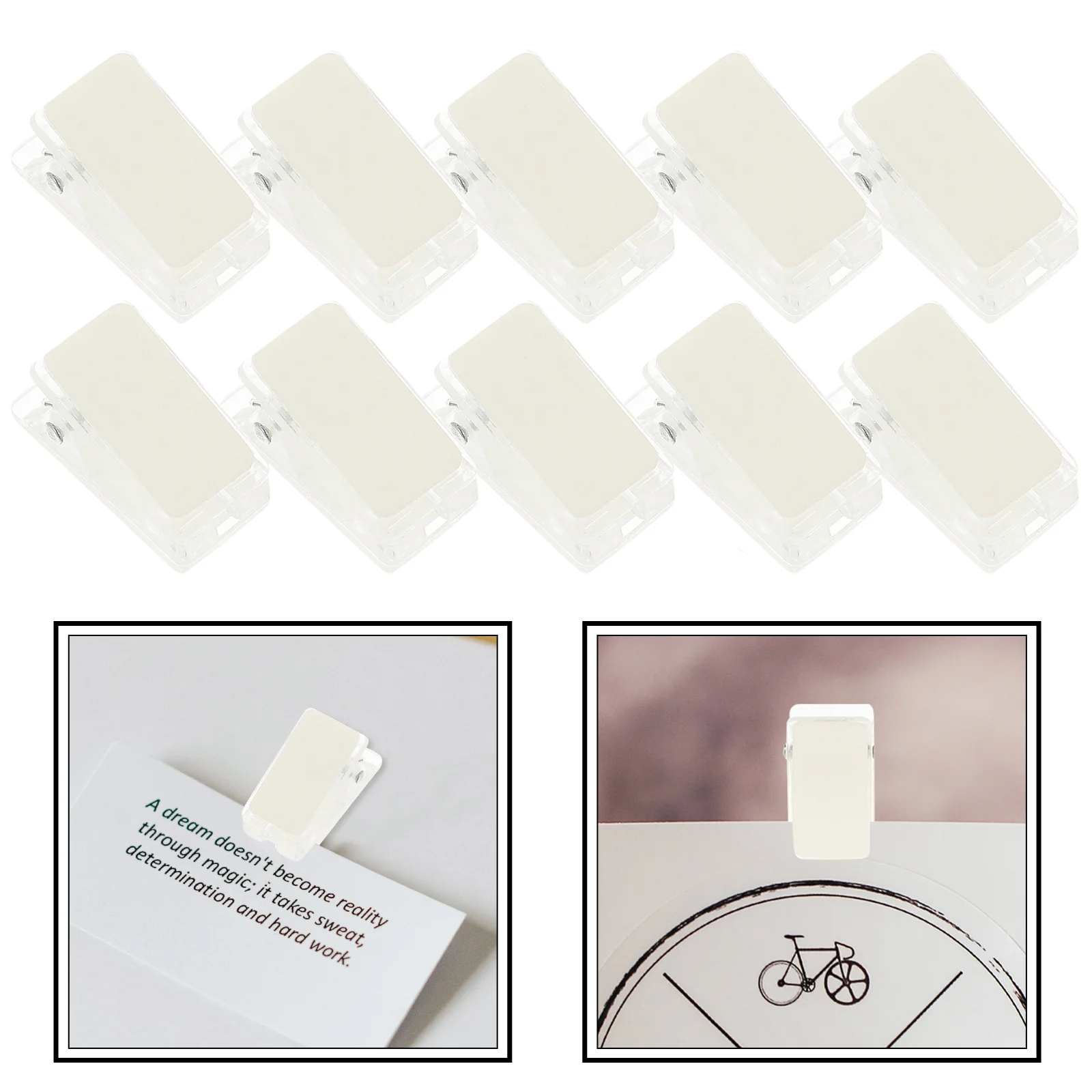 

30 Pcs Self-Adhesive Clip Mini Posters Transparent Spring Wall Clips Little Plastic Badge Iron ID Cards Photo