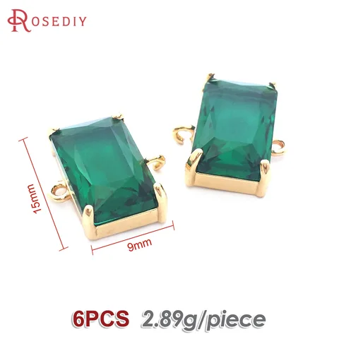 Подвески Rosediy 6 шт., шампанское золото, латунь, стекло