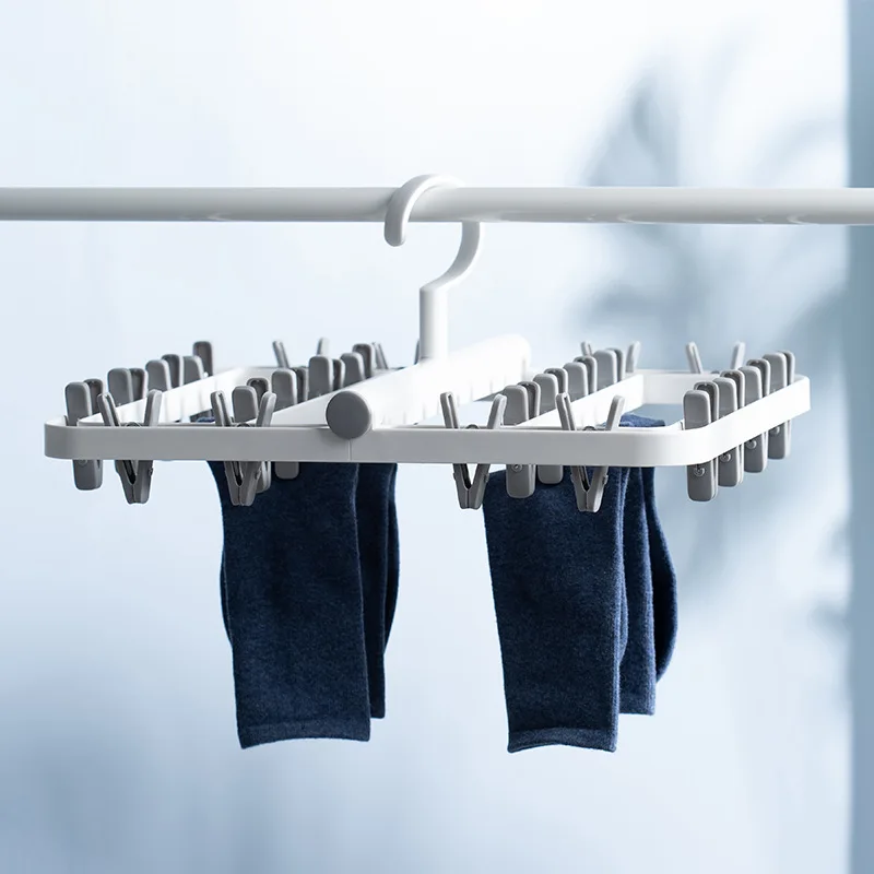 

Foldable 24 Peg Windproof Clothes Hanger Dryer Washing Line Airer Clothes Underwear Socks Pants Household Storage Accessories
