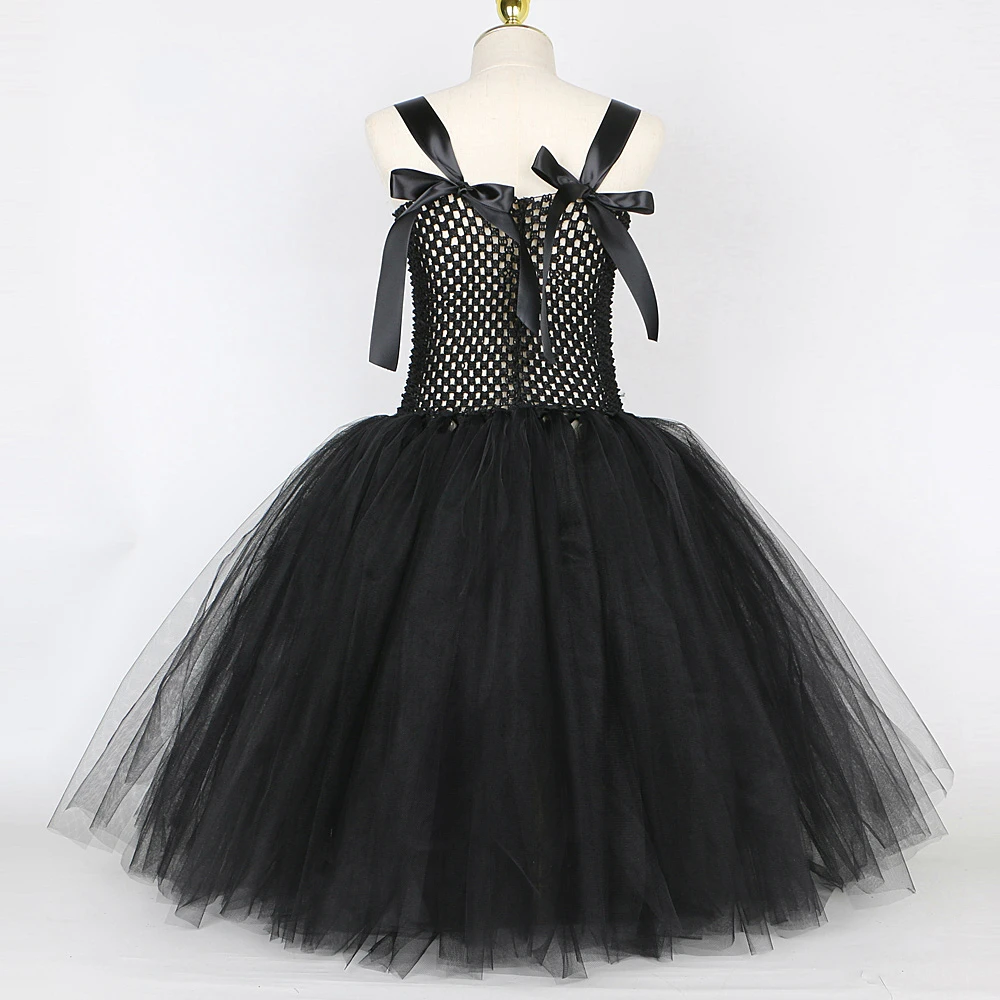 Костюмы ведьмы на Хэллоуин для девочек длинное платье-пачка Малефисента с