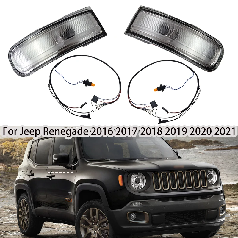 

For Jeep Renegade 2016 2017 2018 2019 2020 2021 Left Right Car Rear View Mirror Turn Signal Light Lamp Cover with bulb