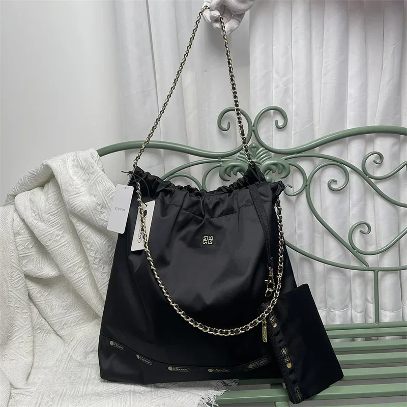 Черная сумка через плечо Lesportsacs L201 34*7*36 см большая вместительная осенне-зимняя