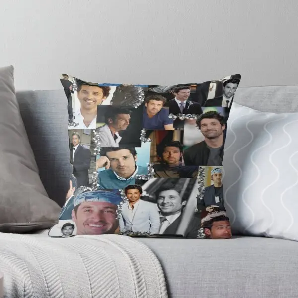 

Derek Shepherd Collage Printing Throw Pillow Cover Polyester Peach Skin Waist Bedroom Soft Anime Fashion Pillows not include