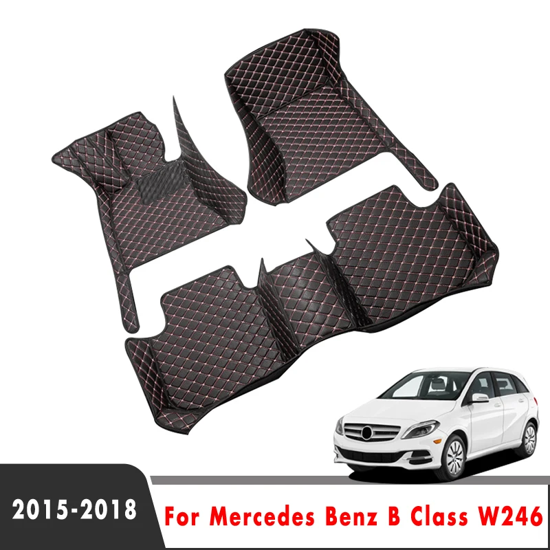 

LHD Car Floor Mats For Mercedes Benz B Class W246 2018 2017 2016 2015 Leather Auto Accessories Protect Custom Decoration Rugs