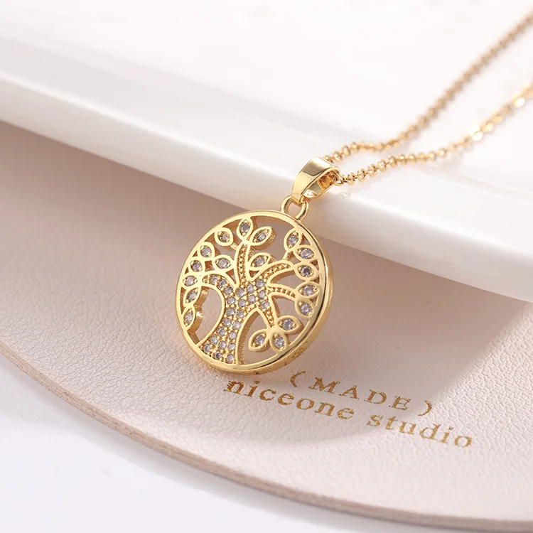 

Stainless Steel Necklace Hot Tree of Life Round Pendant Necklaces Bijoux Collier Elegant Women Girl Jewelry Gifts