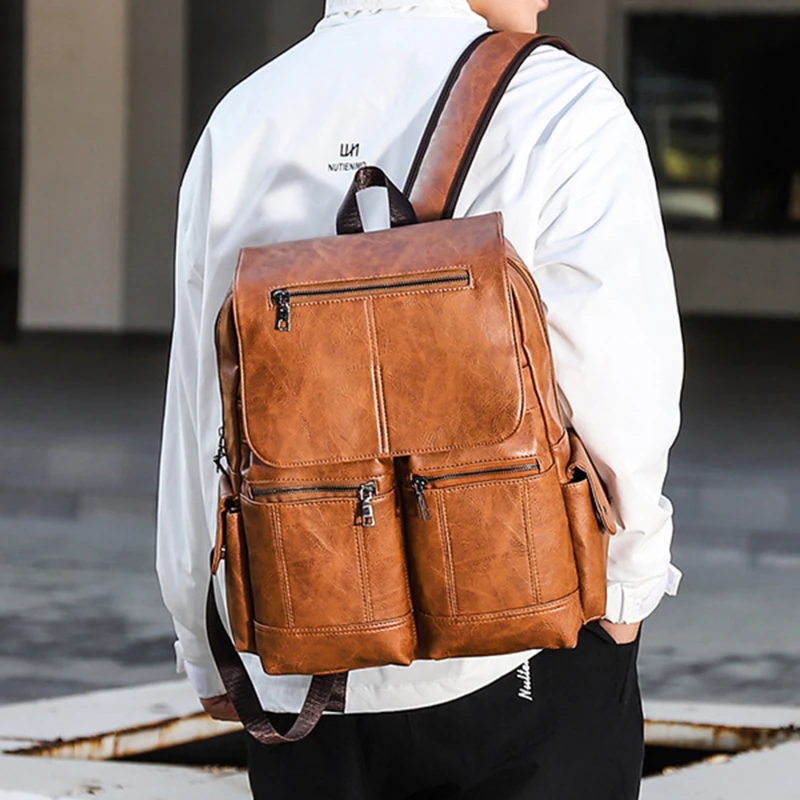 

2023 New Backpack Men College Student Computer School Bag Vintage High-end Large-capacity Casual Small Travel Backpack