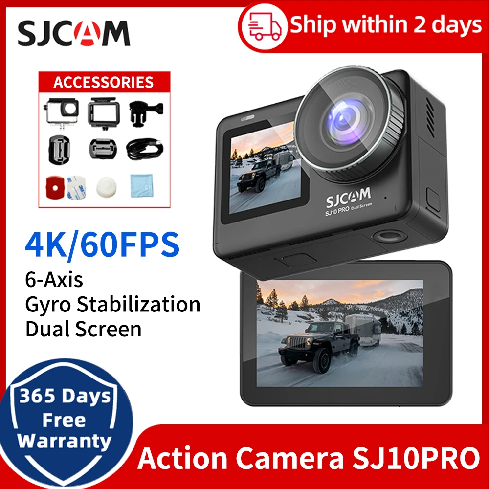 

SJCAM Action Camera SJ10 PRO 4K 60FPS Gyro Stabilization WiFi 8x Zoom Bicycle Helmet Waterproof Cam Sports Video Action Cameras