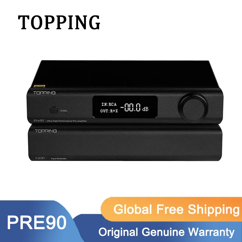 

TOPPING Pre90 Preamplifier & Topping Ext90 Input Extender 2*RCA+4*XLR NFCA FULL Balanced Amplifier Relay Low Noise HIFI Preamp