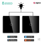 Умный сенсорный выключатель BSEED Zigbee, 1 клавиша, 2 канала, беспроводной сенсорный выключатель для лестниц, лампочек, умный Alexa, Google Home, управление