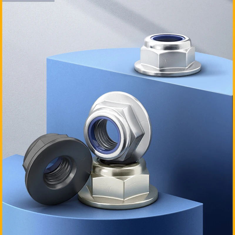 

5Pcs/Lot Grade 4.8 M3 M4 M5 M6 M8 Stainless Steel Hexagon Hex Head Spinlock Flange Nylon Lock Nut Nuts With Pad