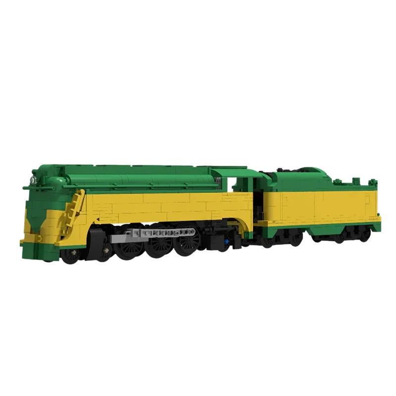 980 деталей MOC-конструктора: Модель поезда Chicago & Northwestern CNW ES 4-6-2 Streamlined Pacific Yellow Jacket – Рождественский подарок (art.: 3920dd0d64004) - 3920dd0d64004