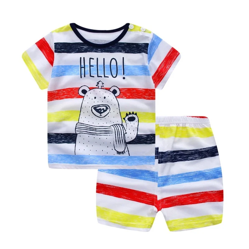 Baby Boy Clothes 2022 Summer Kids Clothes Sets T-Shirt+Pants Suit Clothing Set Bear Printed Clothes Newborn Sport Suits