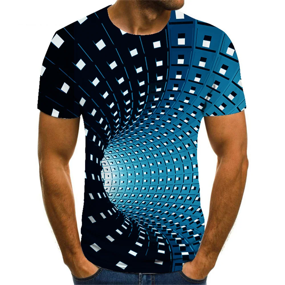 

Men's T Shirt Optical Illusion Crew Neck Round Neck 3D Print Plus Size Casual Short Sleeve Clothing Apparel Vintage Streetwear