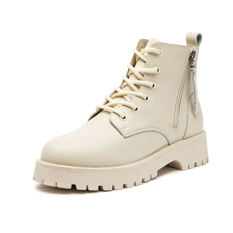 

Leather Martin Boots Women Autumn 2022 New Double Zipper Women's Ankle Boots Platform Thick Heel Motorcycle Boots Women