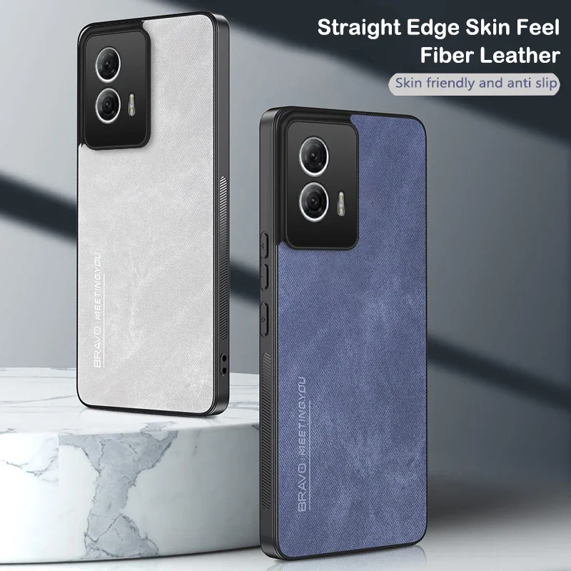 Кожаный чехол из волокна для Motorola Moto G85 G84 G54 матовый силиконовый защитный жесткий