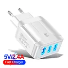 Быстрое зарядное устройство QC 3,0, 2,1 А, USB-разъем, три порта питания, настенные адаптеры питания для Iphone 13, Samsung, дорожная портативная европейская вилка