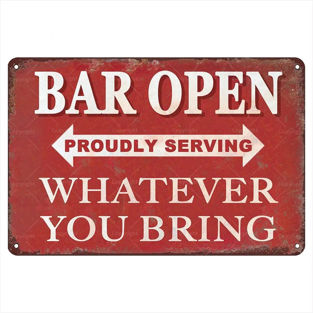 Пиво Retro Br Tn Sgns 12 дюймов X 8 Open Proudly Servng Whtever You Brng Funny Wll rt nteror Decorton Metl Pos