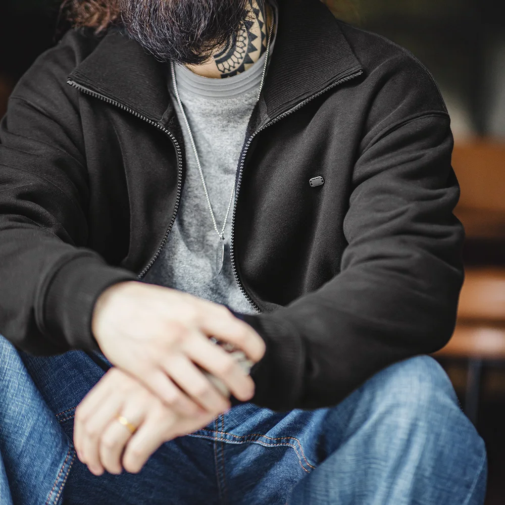 Maden Мужская куртка с высоким воротником теплая Внутри флис толстый верхняя