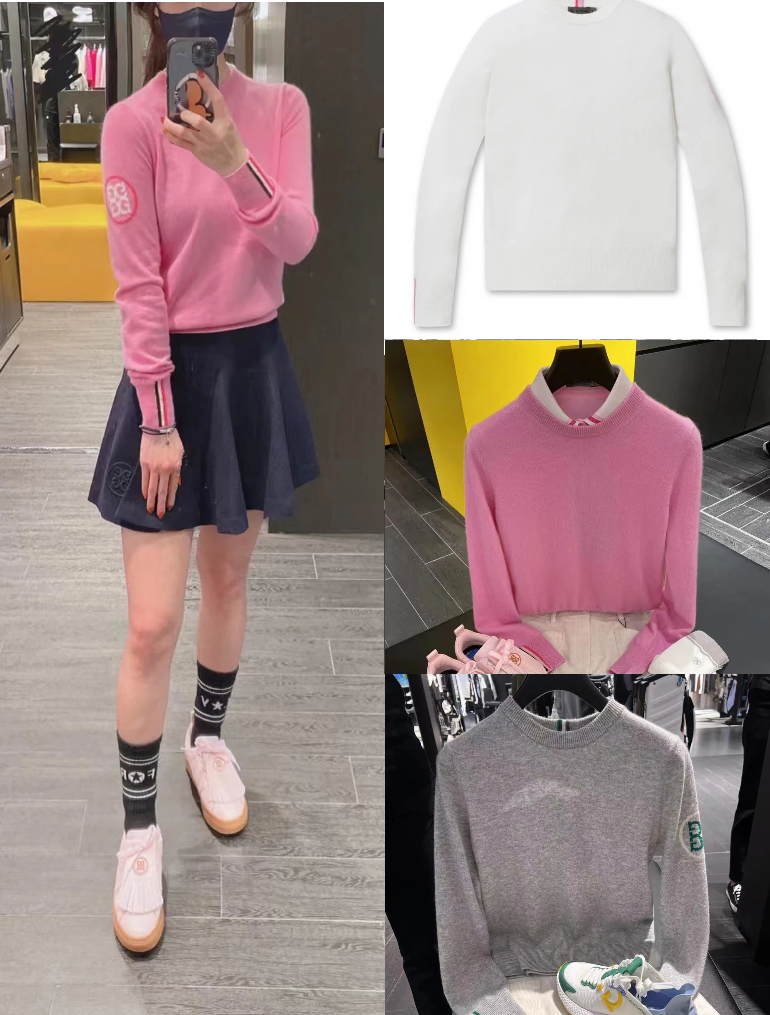 Autumn/Winter Golf Shirts Women's Knitted Sweater Round Neck Long Sleeved Golf Top Soft Touch Sweater G0113