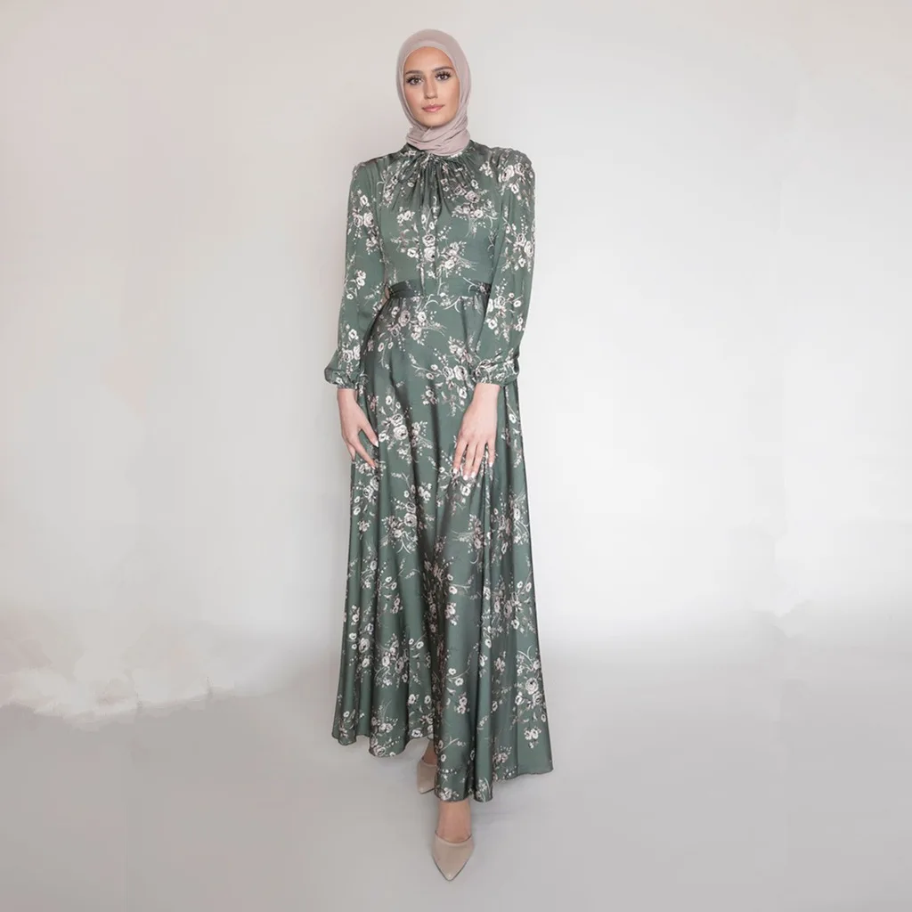 Muslim Fashion Hijab Satin Abaya Dress Turkish Kaftan Moroccan Pakistani Islam European Clothing Arabic Abayas for Women Dubai