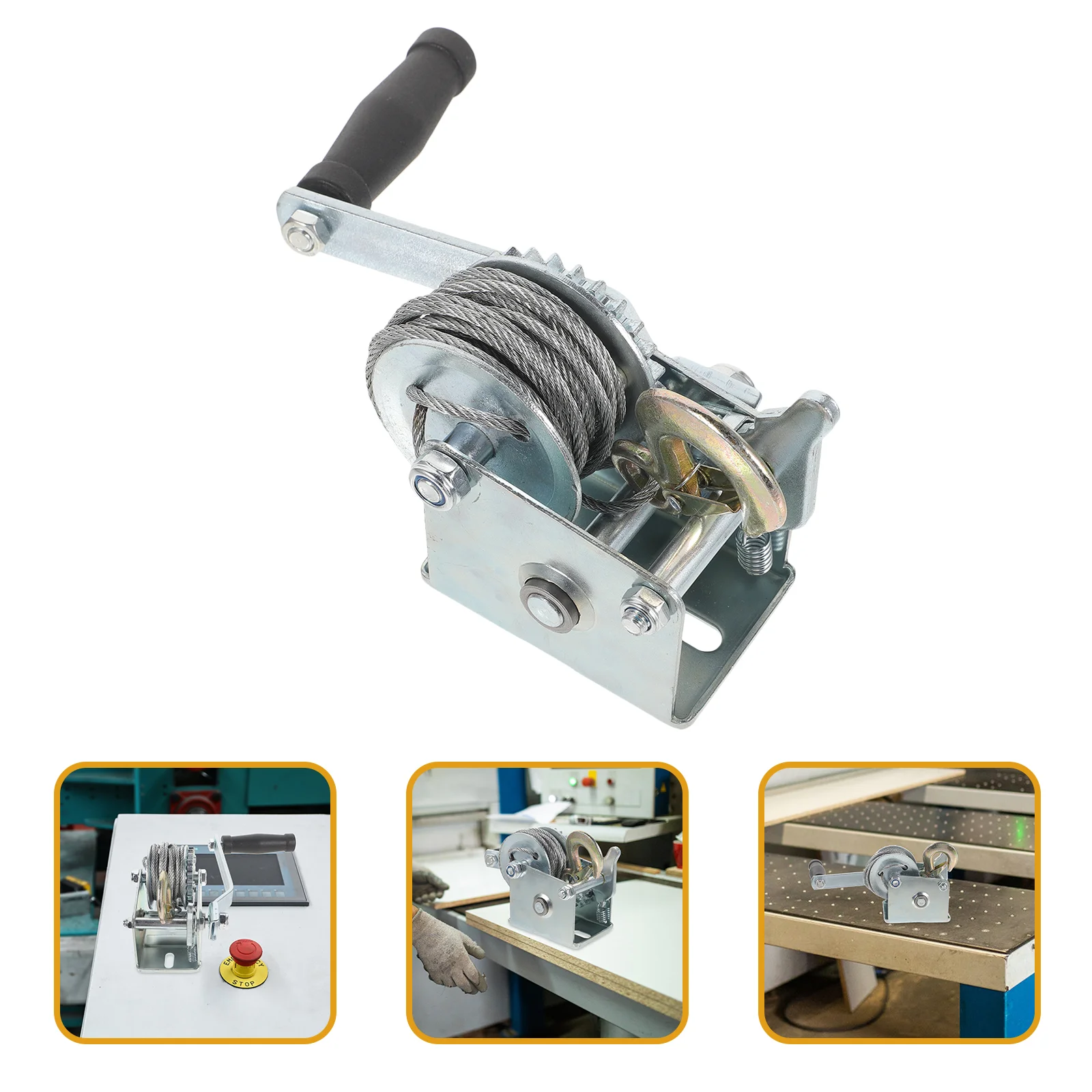 

Small Trailer Crank 500 Lb Winch Hand Gear 500lb Mini Loading Boat Metal Towing