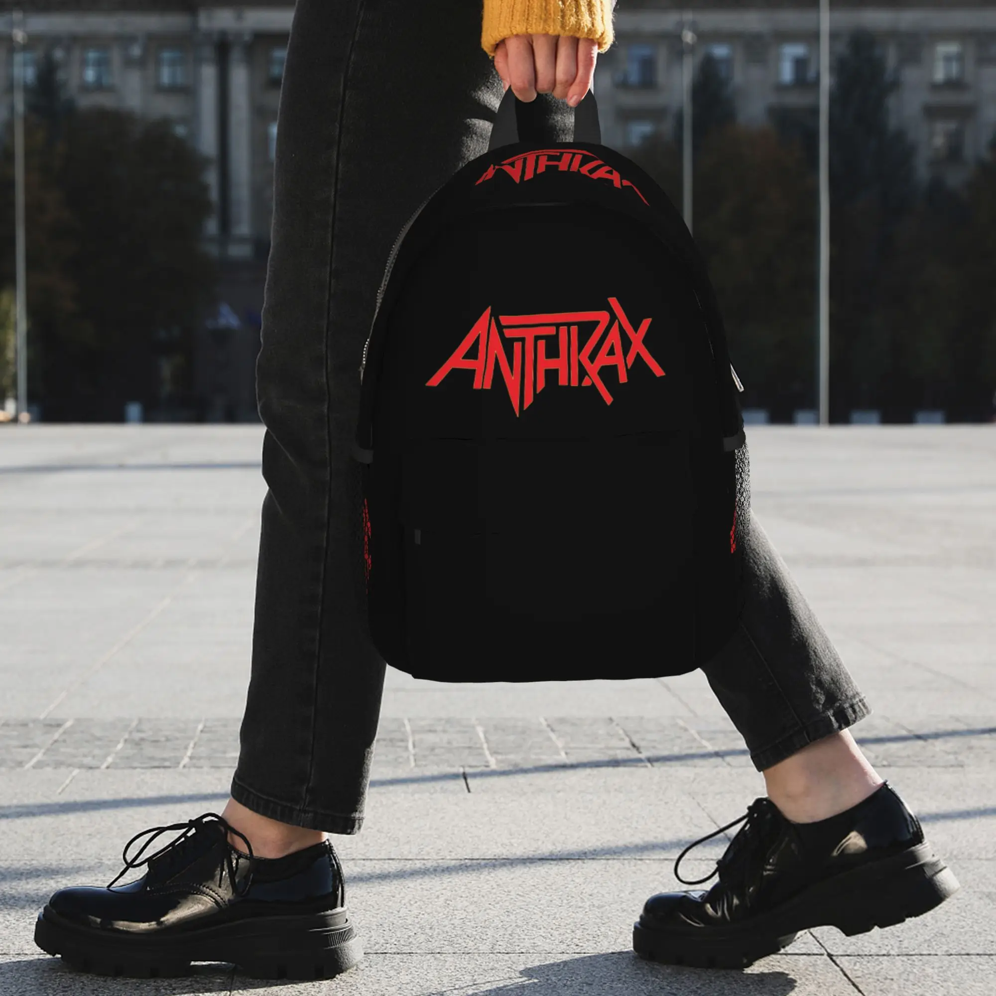 Фото Рюкзак с логотипом музыкальной группы Anthrax, горячая распродажа, вместительный рюкзак для мальчиков и девочек, сумка через плечо для мужчин и женщин, школьная сумка №4