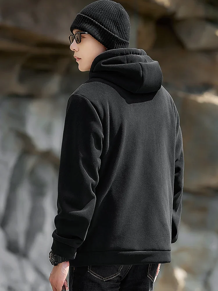 Зимняя мужская куртка с флисовой подкладкой утепленные пальто уличная