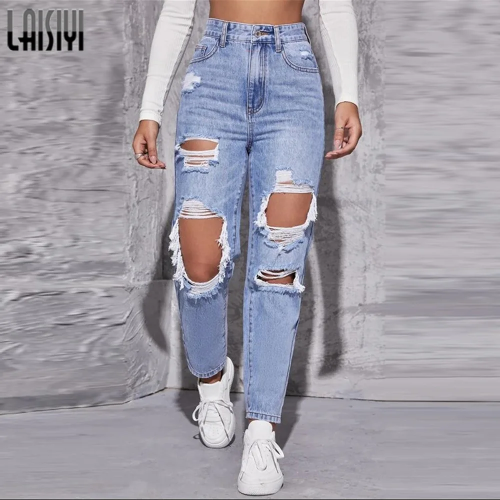 

Рваные брюки, женские летние пикантные джинсы со средней талией на молнии и пуговицах, с ажурным рисунком, модные стильные женские брюки, по...