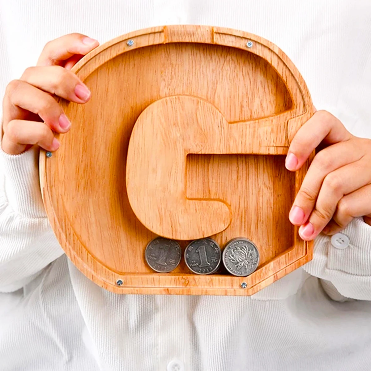 Копилка с буквой английского алфавита персонализированная деревянная коробочка