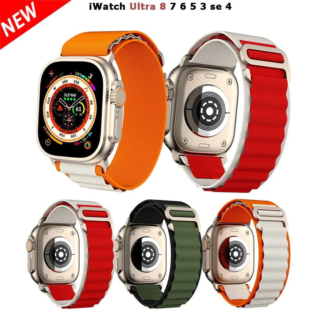 

Ремешок Alpine для Apple Watch Series Ultra 7 6 3 se 8 5 4 3 2, нейлоновый браслет для iwatch Band 45 мм 49 мм 41 мм 42 мм 44 мм 40 38