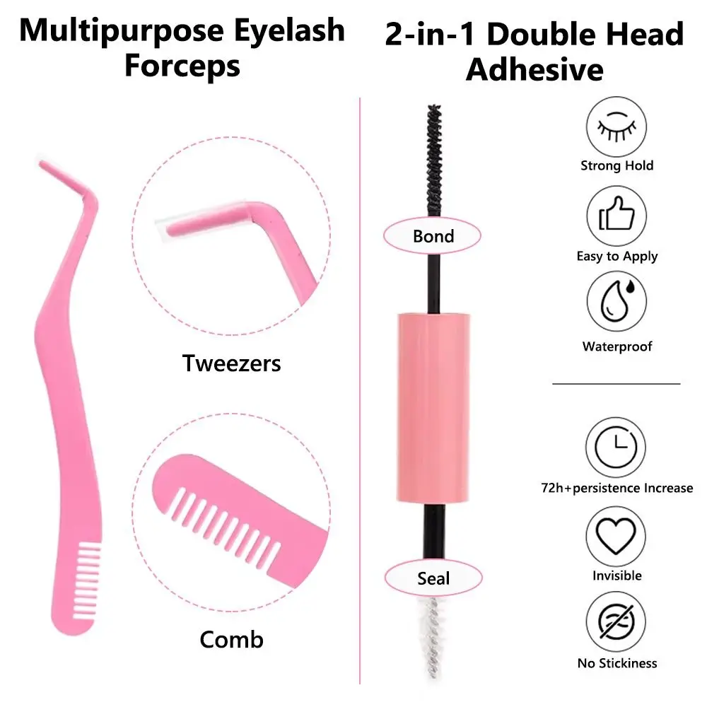 Набор для наращивания ресниц своими руками - 120 шт. кластеров с клетком и