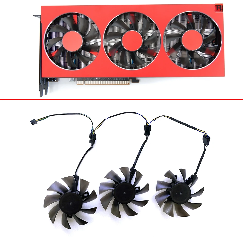Новый 3 шт. 75 мм FD7010H12S 12 В 0 35 A Двойной Шарикоподшипник AMD Radeon VII вентилятор GPU для