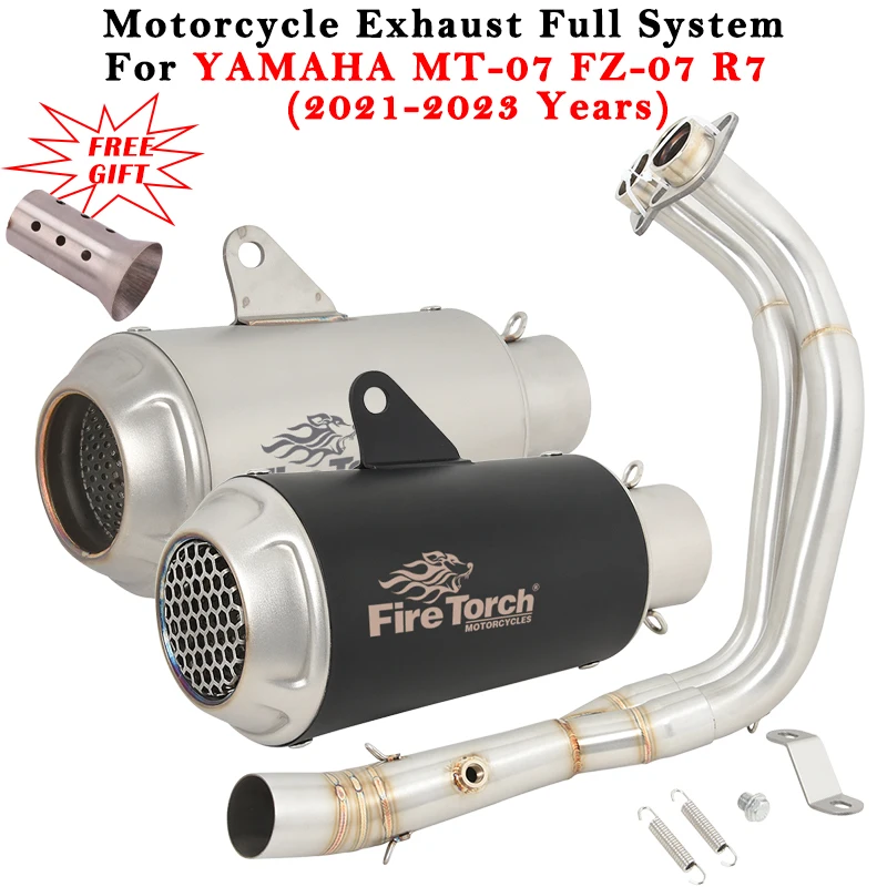 

Motorcycle Exhaust Escape Full System Modified Muffler With Front Link Pipe For YAMAHA YZF MT07 FZ07 R7 MT FZ 07 2021 2022 2023