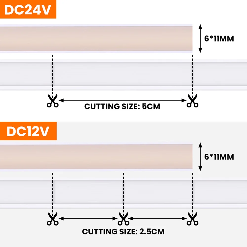 12 В 24 в IP68 Водонепроницаемая COB неоновая полоса фотолампа 5 м 10 15 20 0 гибкая лампа