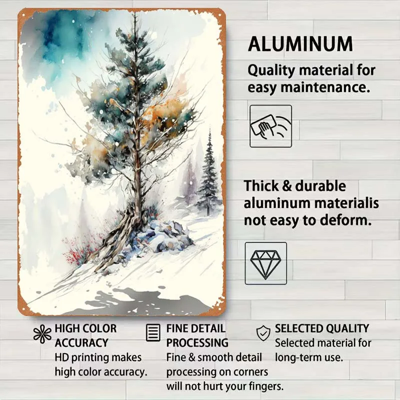 Украшение для двери сосна на горе плакат с пейзажами металлическая Настенная