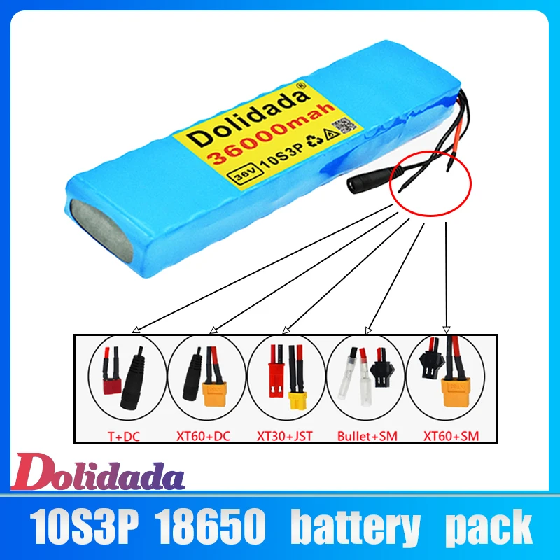 

Dolidada-18650 Rechargeable Lithium Battery Pack 10S3P 36V 36000mAh 600W Power Modified Bicycle Scooter Electric Scooter