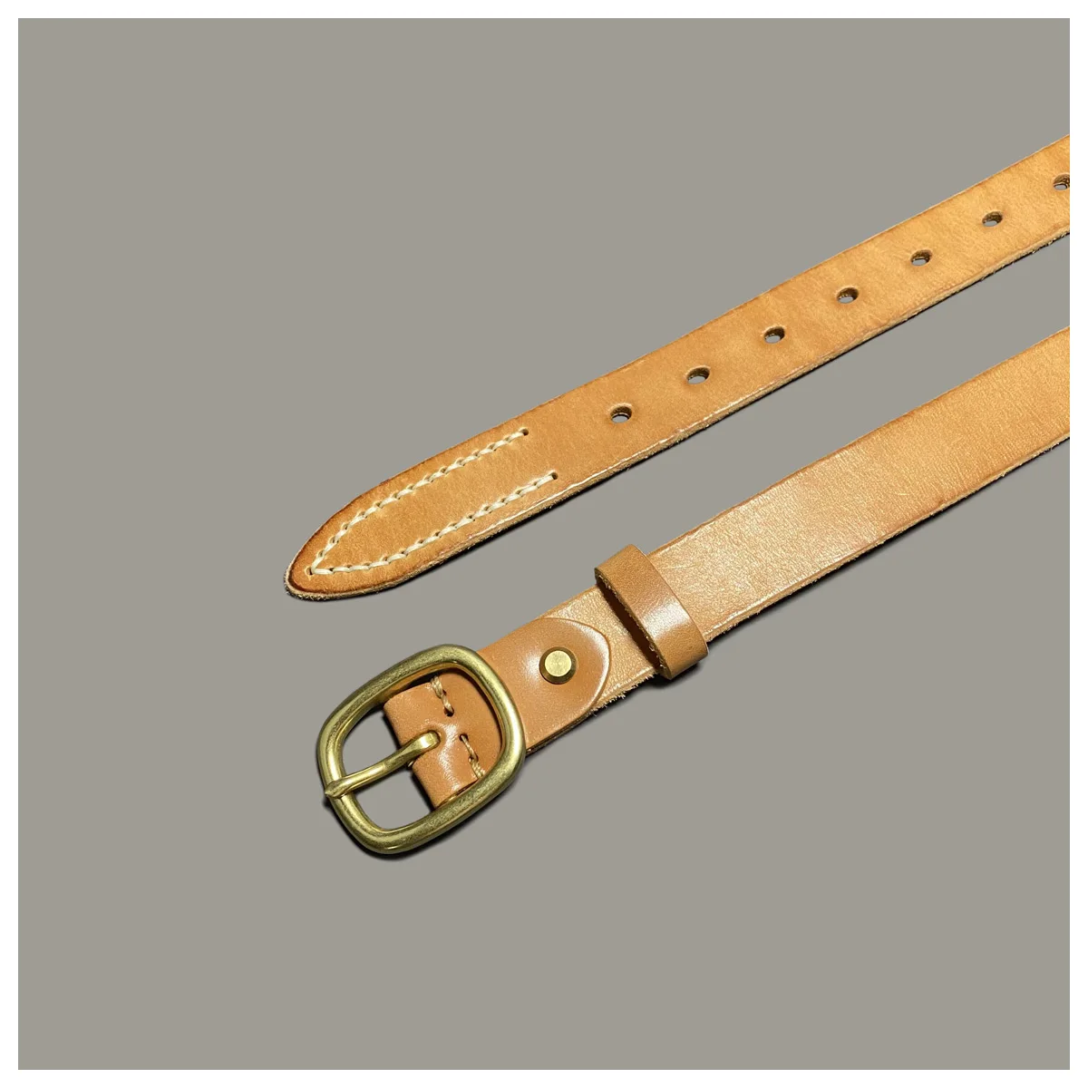 

Japanese handmade women's clothing Mori fashion Joker leather belt primary color top layer cowhide retro denim casual belt