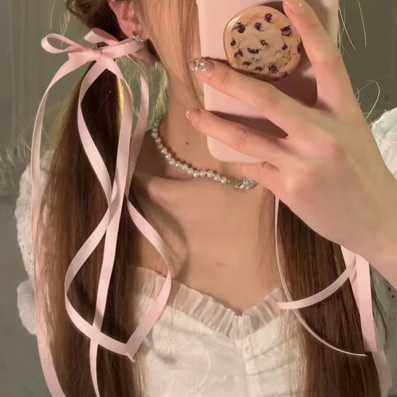 

Children Long Ribbon Korean Fashion Hair Bow Hairpins For Girls Baby Elegant Tie Hair Accessories Braided Hair Clips For Women