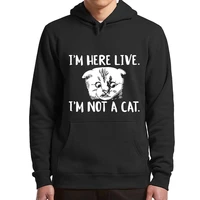 im here live im not a cat hoodies funny cat lawyer meme joke pullover for men women oversized soft casual hooded sweatshirt