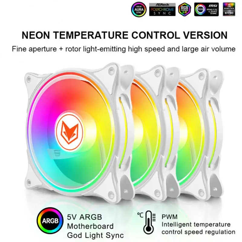 

Computer PC Case Fan 12cm 5V ARGB PWM Fan Quiet CPU 12cm Cooler Water Cooling Replace Fan Addressable RGB Computer Accessories