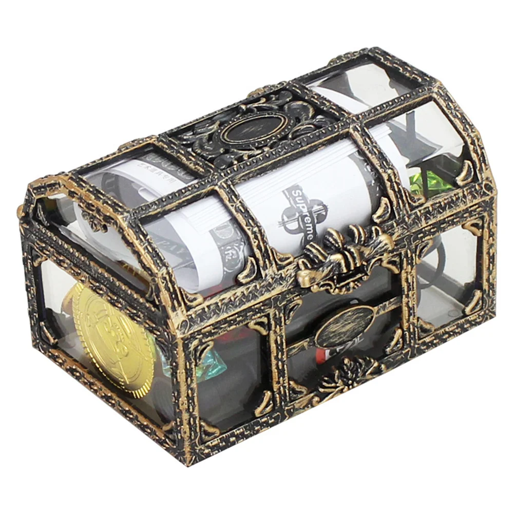 

Retro Plastic Transparent Pirate Treasure Storage Box Candy Trinket For Jewelry Crystal Gem Trinket Box Holder Women Jewelry