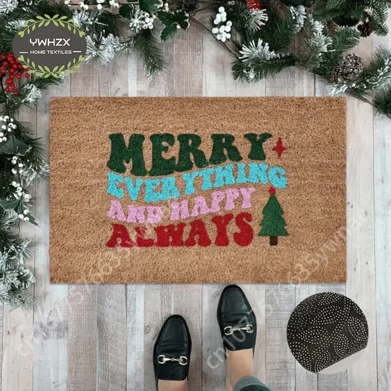 

Funny Christmas Felt Mat for Entrance Door Decoration Carpet Doormat Bathroom Indoor Non-slip Adhesive-Protective Colorful Rug